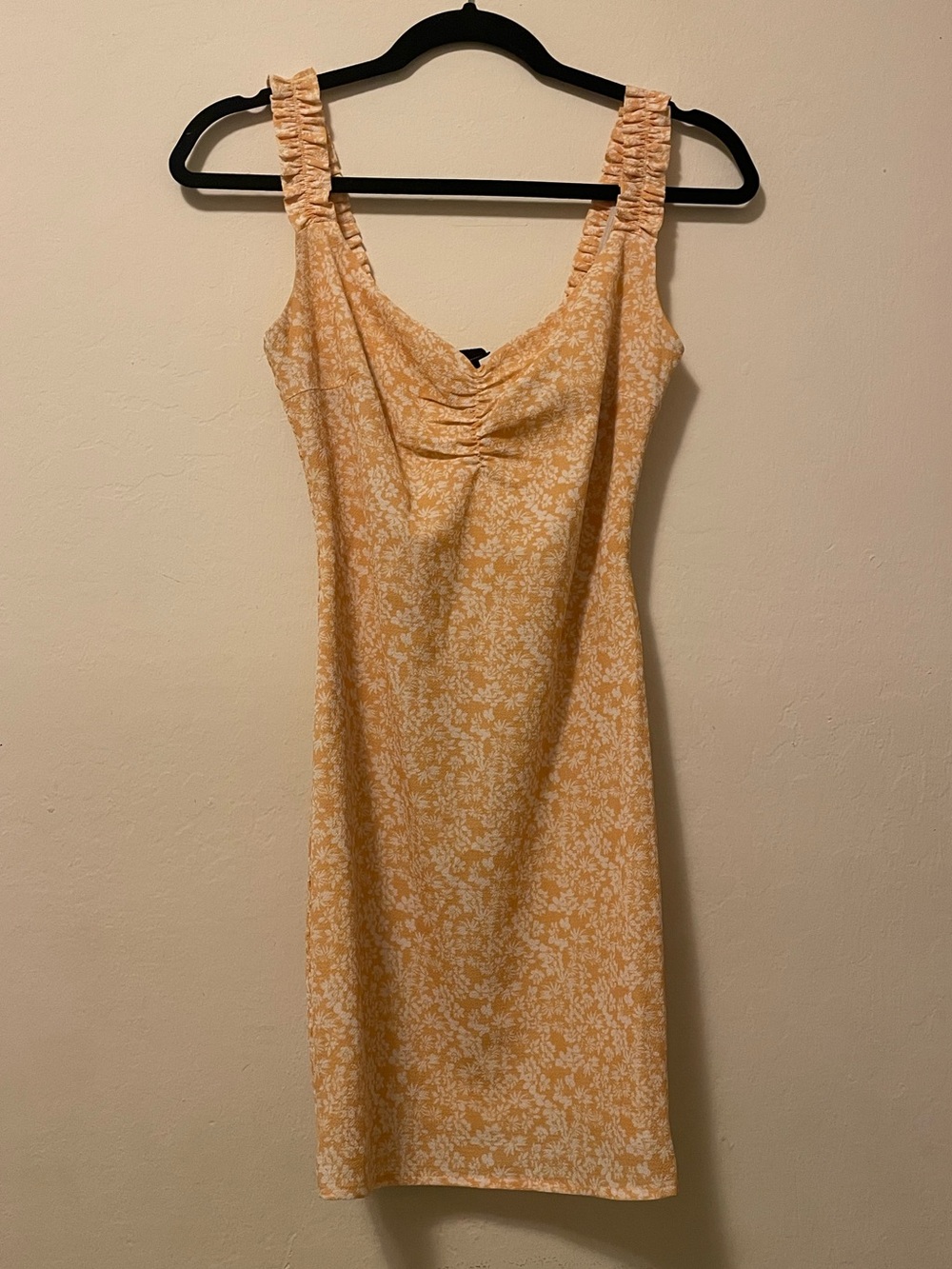 Windsor Yellow Floral Ruched Strap Midi Dress